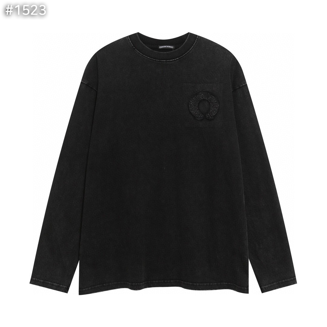 크*** 아플리케 워싱 블랙 긴팔티